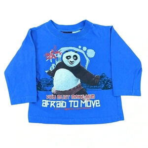Y2K 2008 Kids Dreamworks Kung Fu Panda Blue Long Sleeve Tee Size 18-24M